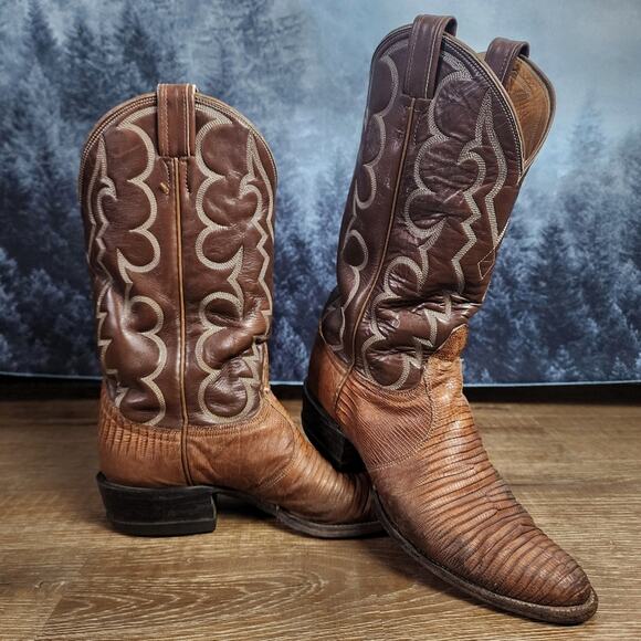 Tony Lama Exotic Teju Lizard Boots | Men's 7.5 - Picture 1 of 12